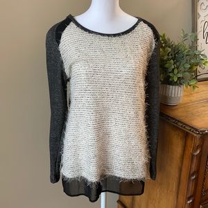 Style&Co+black mixed media top+Sz Small
